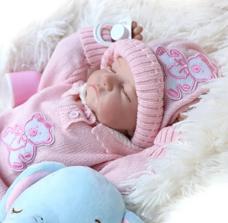 Śpiąca lalka reborn dziewczynka z ciałem z winylu silikonowego