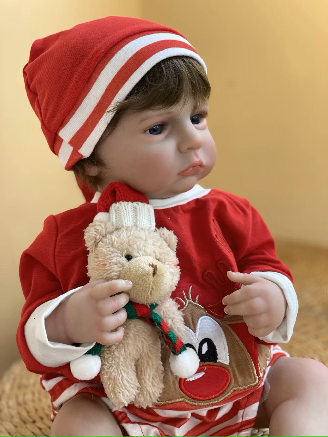 Lalka Reborn Cameron Dziewczynka Bebe Reborn w Świątecznej Sukience